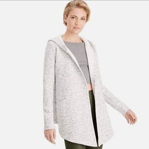 NEW Ideology Quilted Hooded Wrap Open Front Gray & White Cardigan/Sweaterjacket